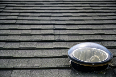 Top of tubular skylight on roof